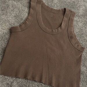 Brandy Melville Brown Ribbed Tank Top